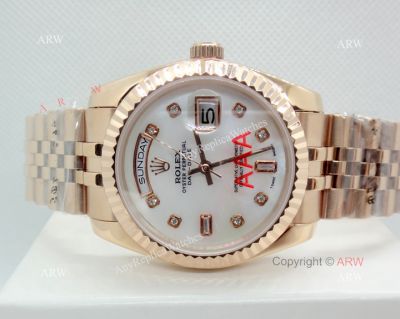 Replica Diamond Rolex Day-Date Rose Gold Jubilee Watch 34mm